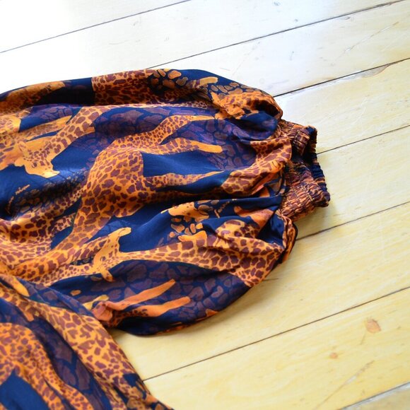 Farm Rio Black Giraffes Puff Sleeve Blouse Size XS - Picture 5 of 14